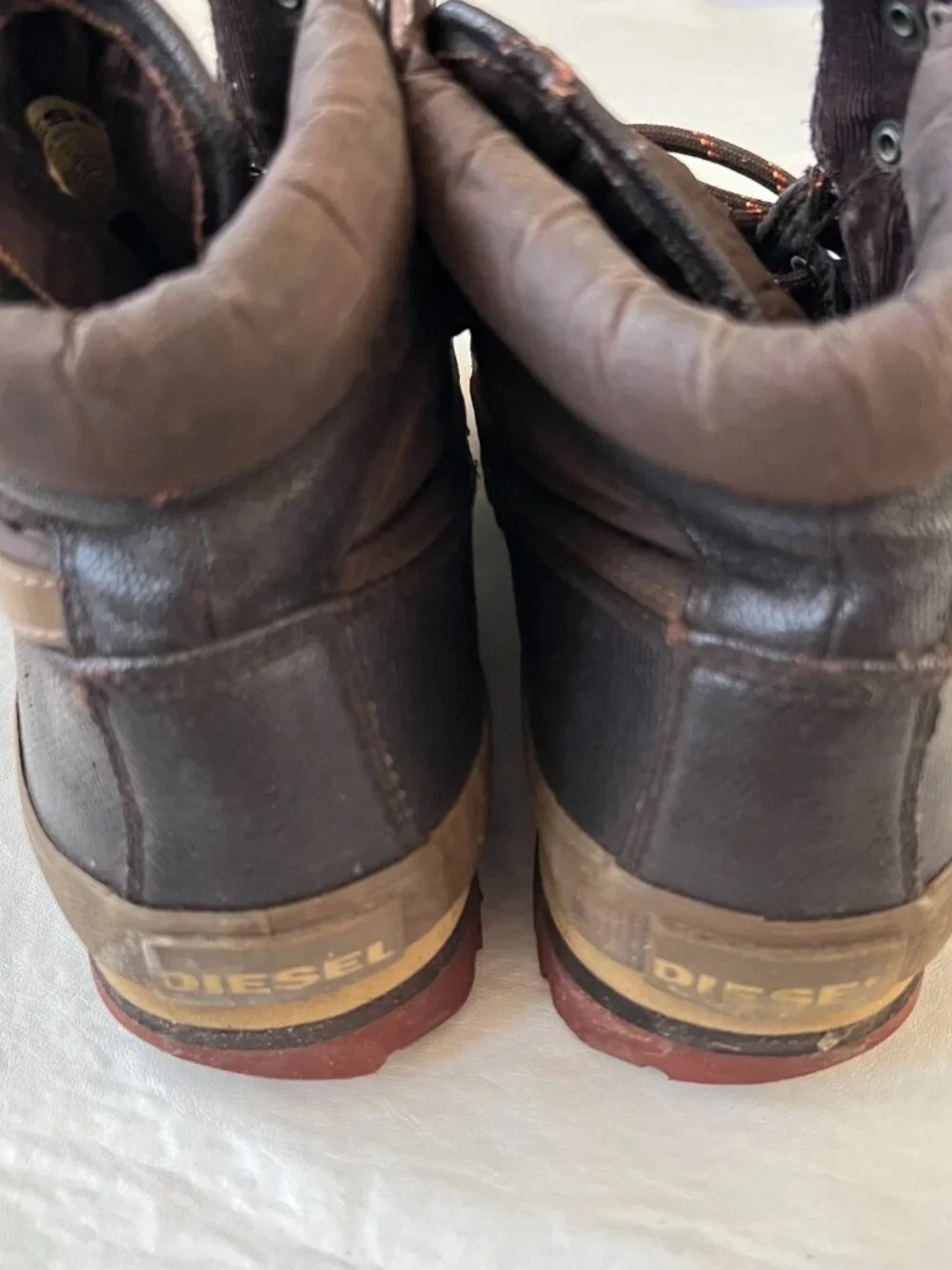 Diesel hiking boots Olson Village Lace up ankle brown coated canvas Mens 7.5